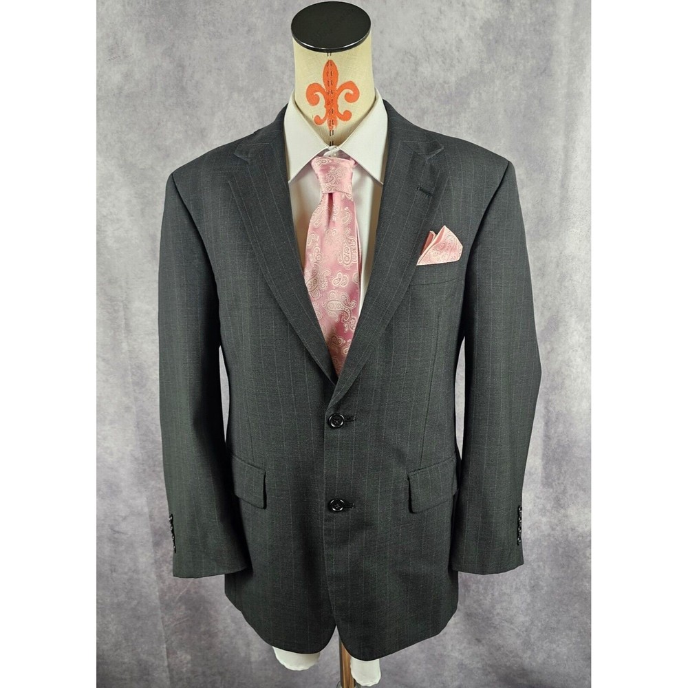 Jos.A.Bank Mens 40S Gray Pinstripe 100% Wool Blazer Dress Jacket 2- Button GUC
